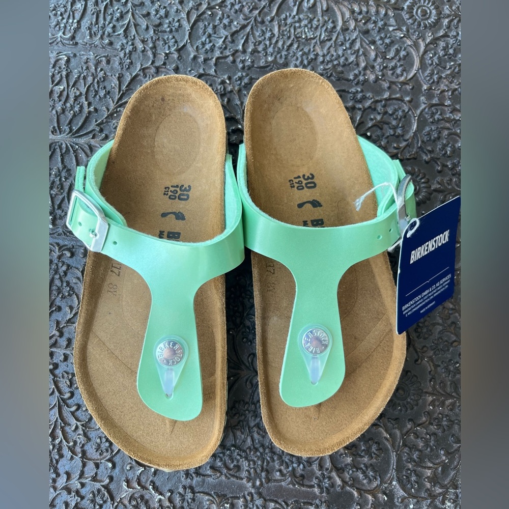 BIRKENSTOCK KIDS GIZEH SANDALS IN ELECTRIC METALLIC MINERAL 30 EU 12 - Picture 4 of 6